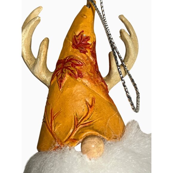 Woodstock Ganz Christmas Gnome Ornament Deer Antler Fluffy White Decor - Picture 11 of 11
